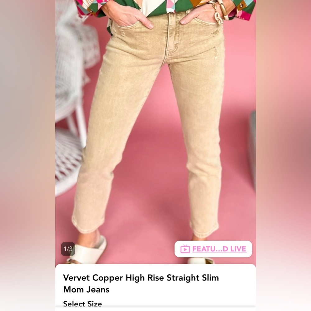 Vervet NWT Erika Copper stretch Mom Jeans Size 26